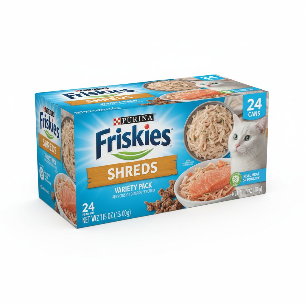 Purina Friskies Shreds Variety Pack Wet Cat Food — 5.5 oz × 24 cans